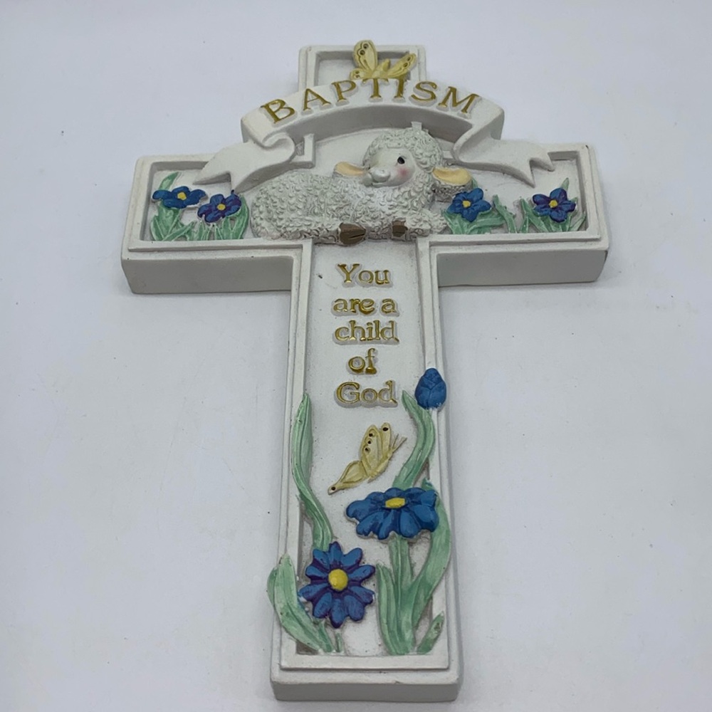 Abbey Press Baptism You Are A Child Of God White Cross w/ Lamb 8.5” Wall Hanging